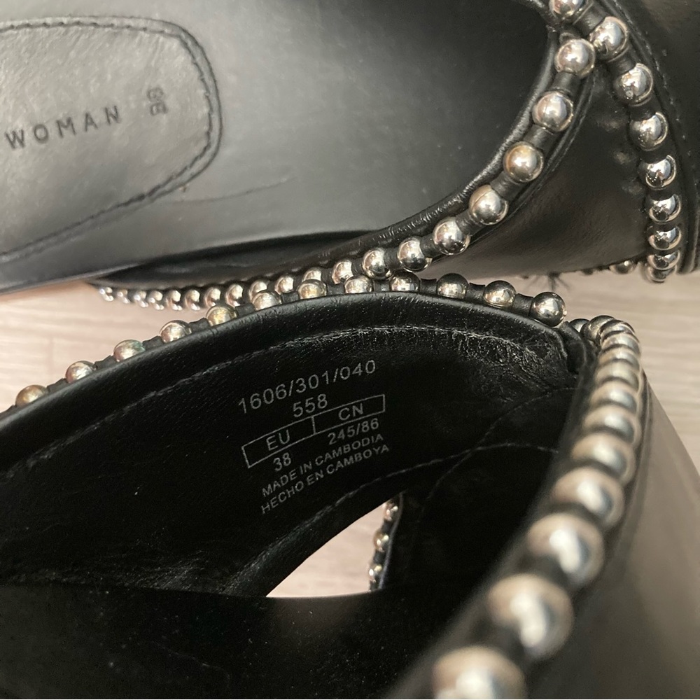 Zara Woman Silver Studded Chunky Criss Cross Espadrille Slide Open Toe Sandals - Picture 9 of 11